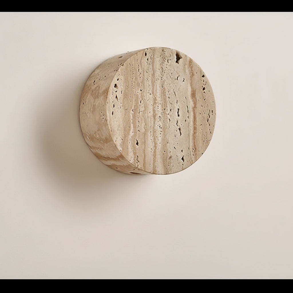 Travertine Wall Sconce | Cylindrical Natural Stone Led Light Warm Glow Dining Room Living & Hallway Casalolalights