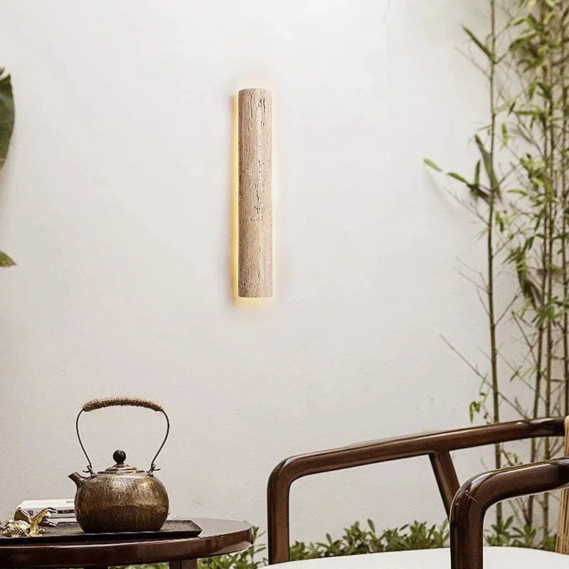 Travertine Wall Sconce 35-120cm | Natural Stone Led Light Japandi Minimalist Living Room Hallway & Bath Casalolalights