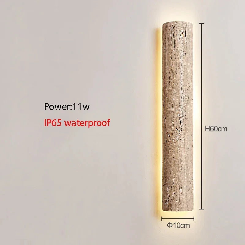 Travertine Wall Sconce 35-120cm | Natural Stone Led Light Japandi Minimalist Living Room Hallway & Bath Casalolalights