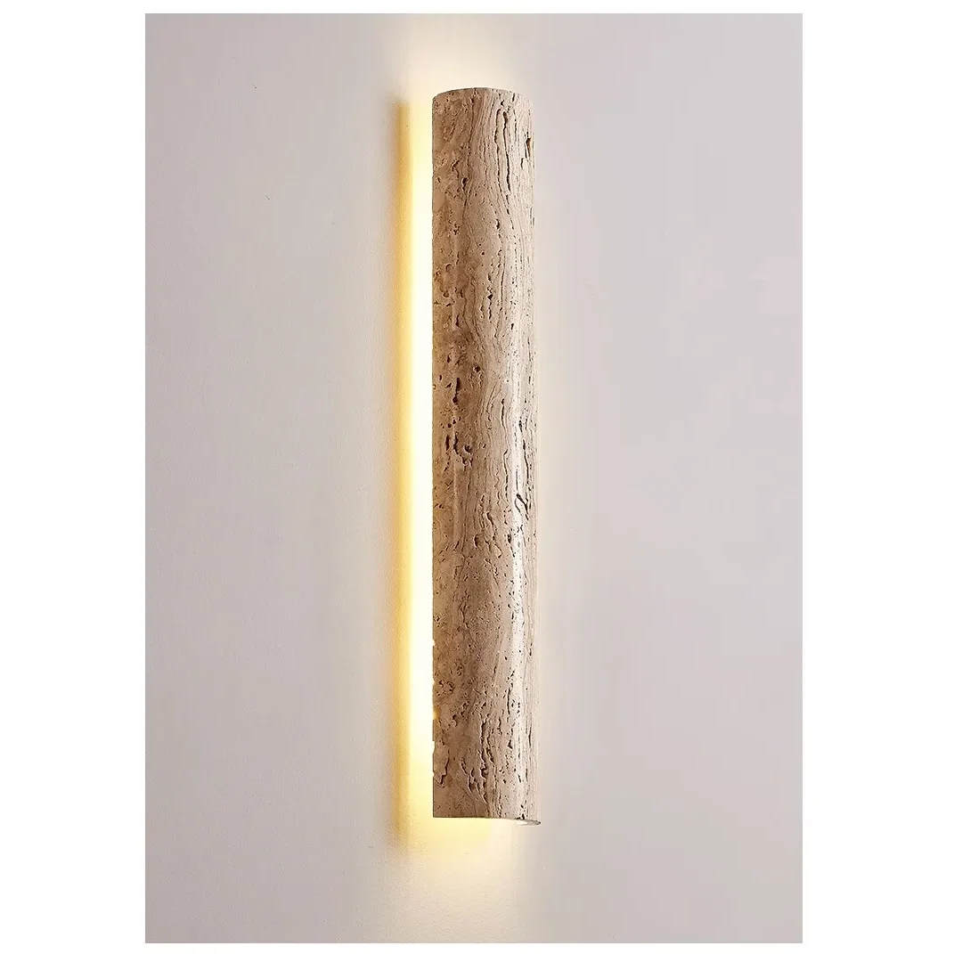 Travertine Wall Sconce 35-120cm | Natural Stone Led Light Japandi Minimalist Living Room Hallway & Bath Casalolalights