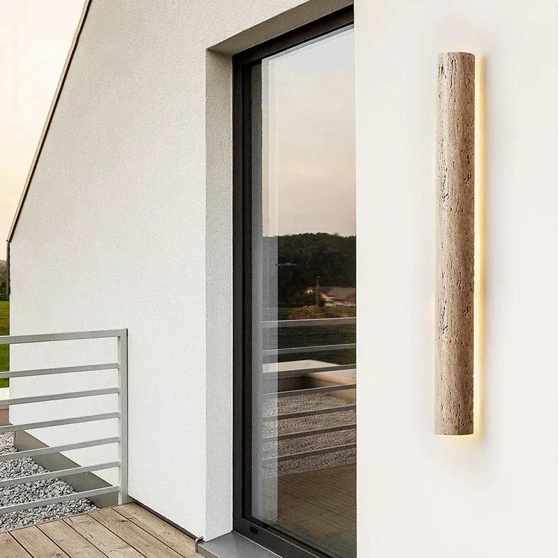 Travertine Wall Sconce 35-120cm | Natural Stone Led Light Japandi Minimalist Living Room Hallway & Bath Casalolalights