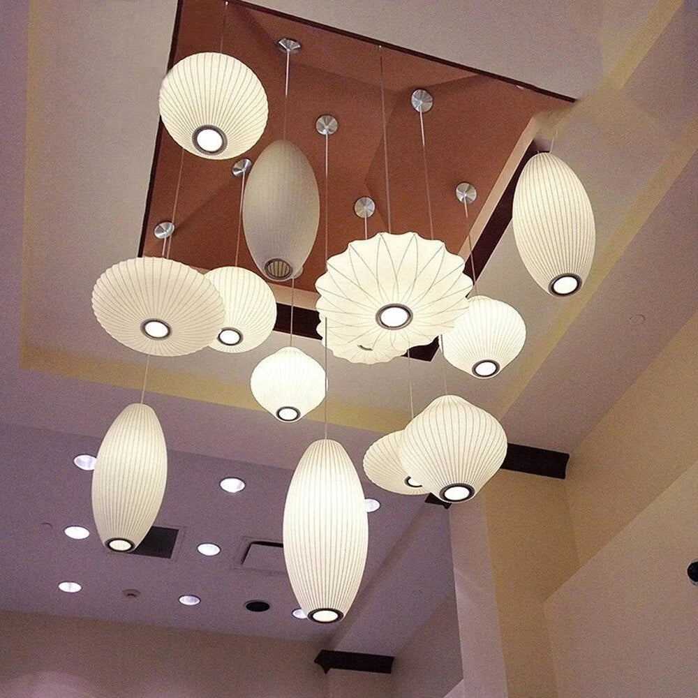 Nelson Bubble Pendant Lamp | White Silk Ceiling Lamps | Bedroom Living Room Lighting | Casalola