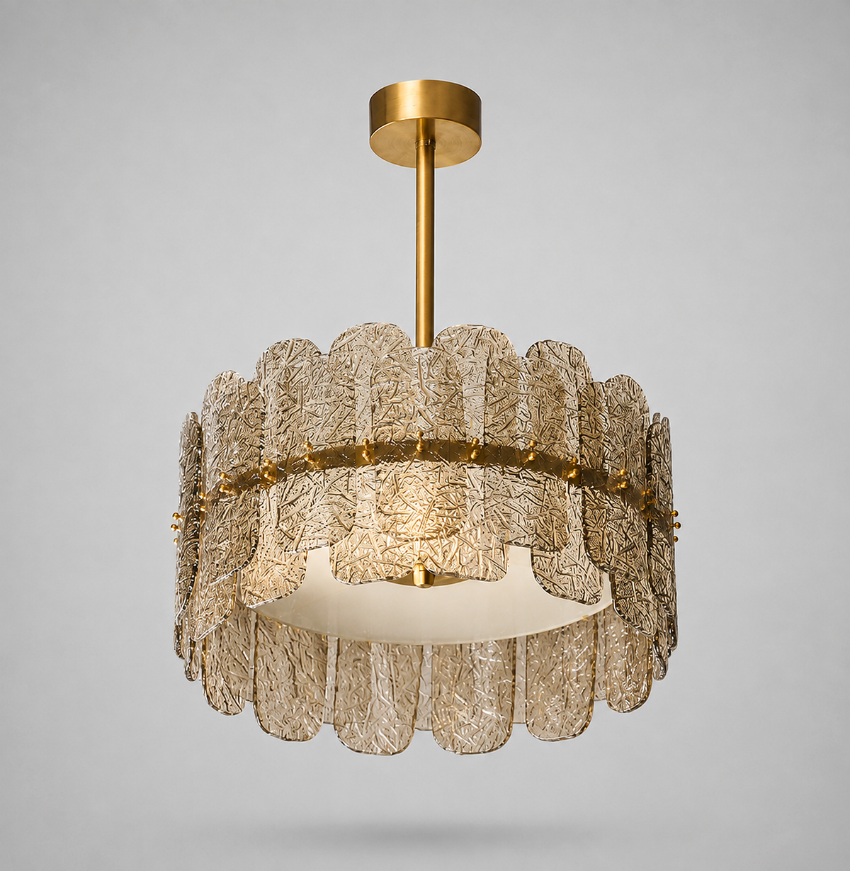 Smoky Art Glass & Brass Chandelier for Dining Room | Mid-century Modern Entryway Ceiling Light Casalolalights Luxury
