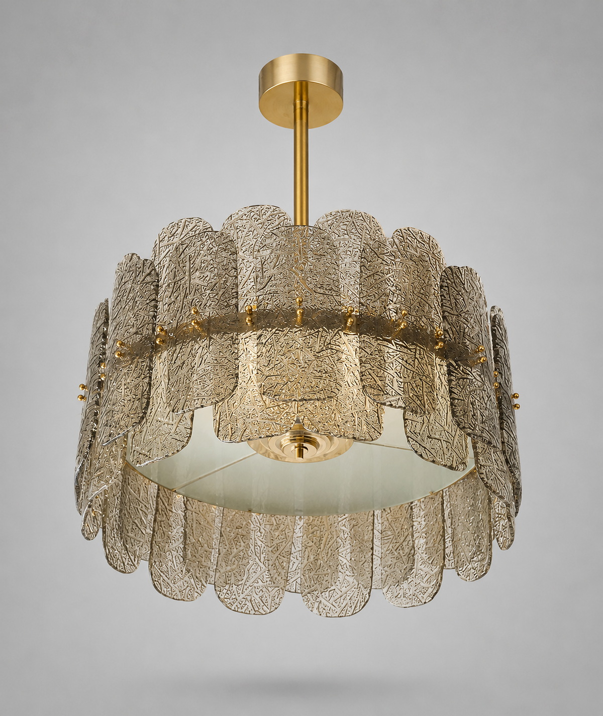 Smoky Art Glass & Brass Chandelier for Dining Room | Mid-century Modern Entryway Ceiling Light Casalolalights Luxury