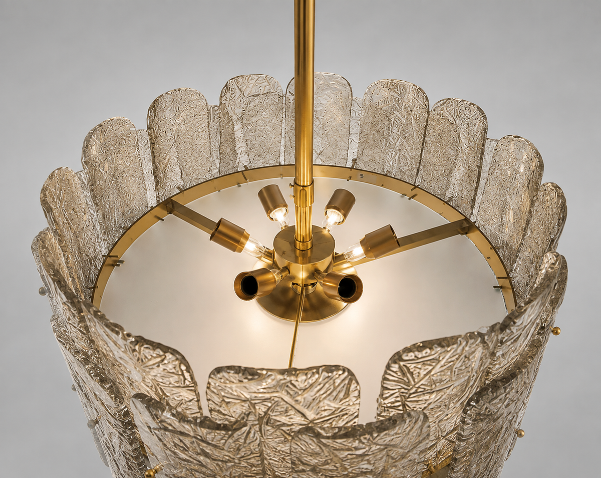 Smoky Art Glass & Brass Chandelier for Dining Room | Mid-century Modern Entryway Ceiling Light Casalolalights Luxury