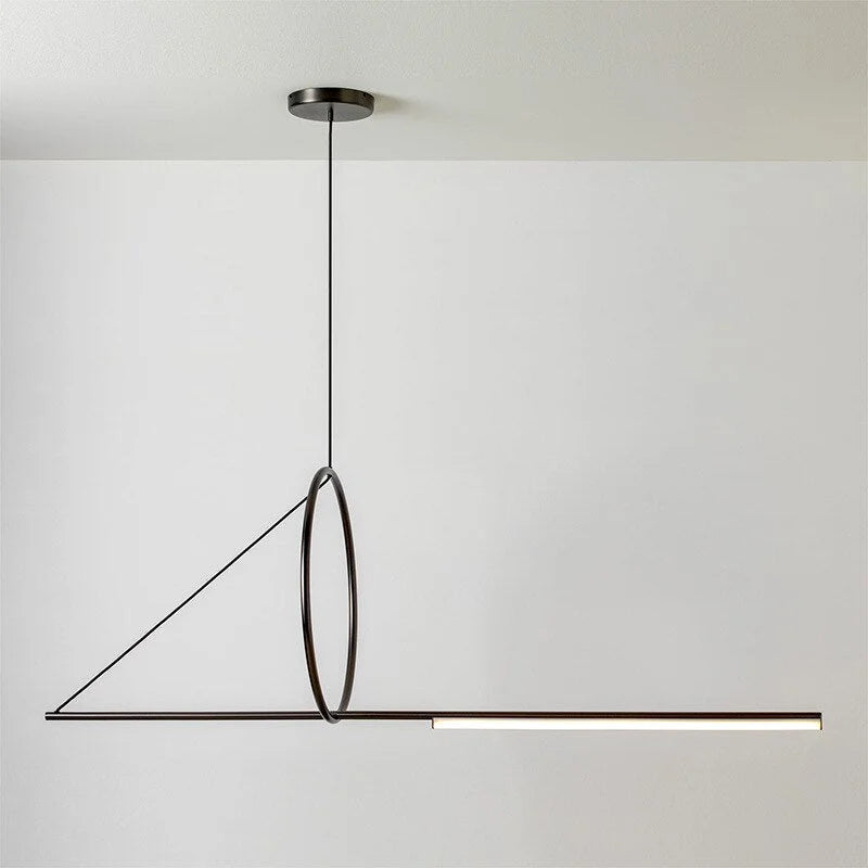 Modern Linear Pendant Lighting Metal Led Bar Black for Meeting Room Kitchen Island Dining