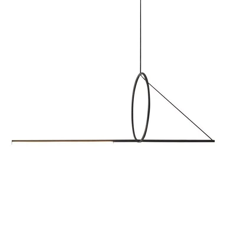Modern Linear Pendant Lighting Metal Led Bar Black for Meeting Room Kitchen Island Dining