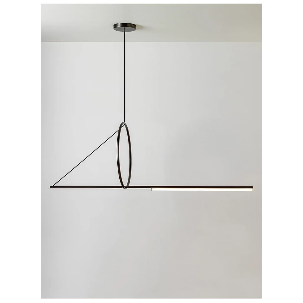 Modern Linear Pendant Lighting Metal Led Bar Black for Meeting Room Kitchen Island Dining