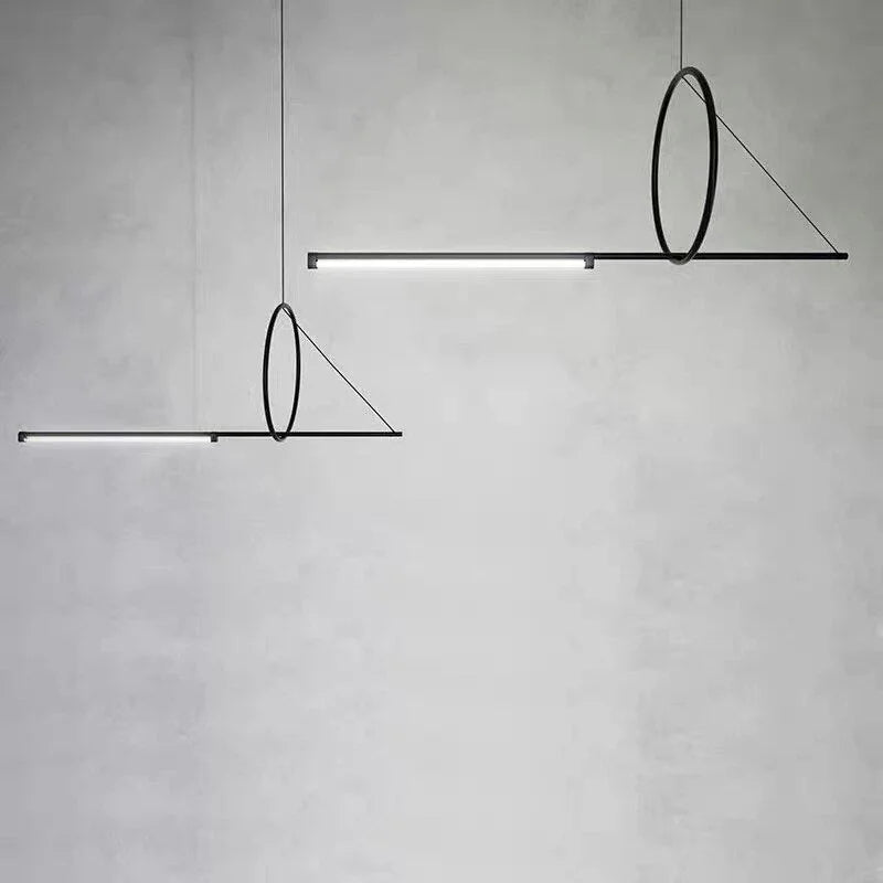 Modern Linear Pendant Lighting Metal Led Bar Black for Meeting Room Kitchen Island Dining