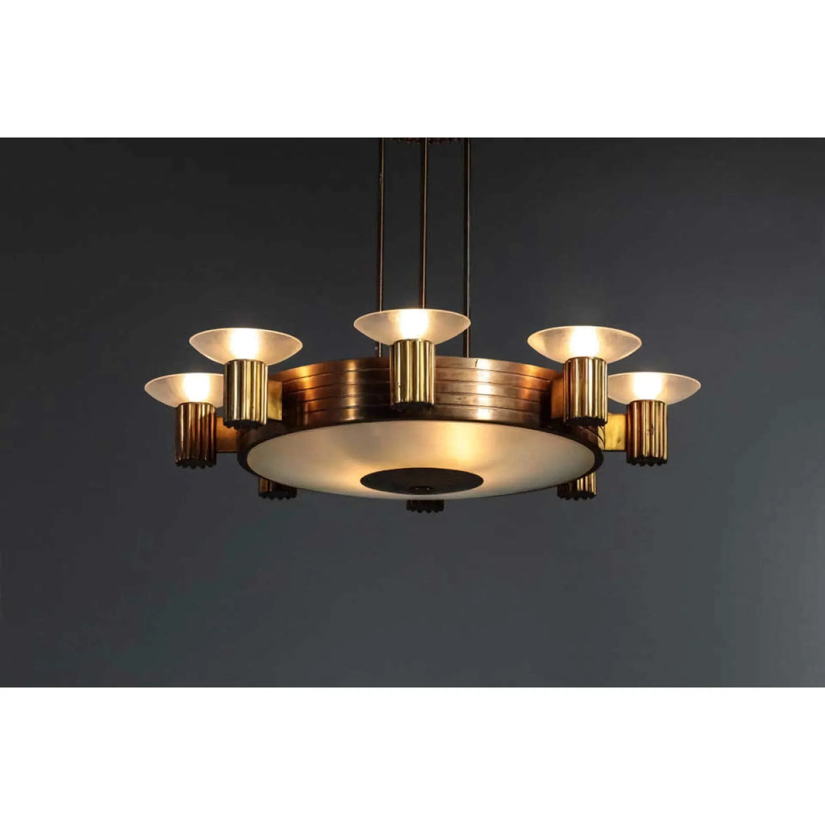 Italian Art Deco Brass Chandelier | 17-light Novecento Tiered 42in Dining Room & Foyer Casalolalights Luxury Lamps