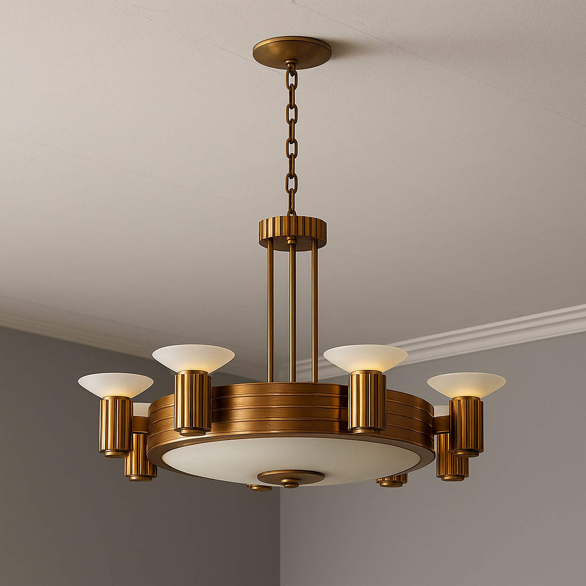 Italian Art Deco Brass Chandelier | 17-light Novecento Tiered 42in Dining Room & Foyer Casalolalights Luxury Lamps