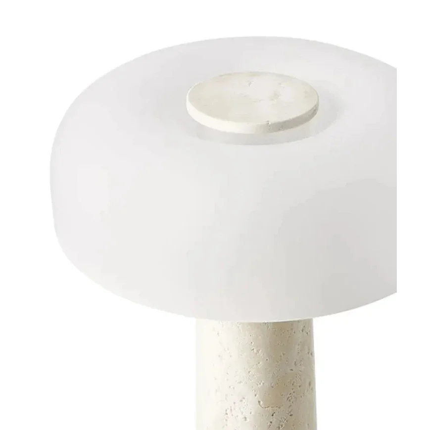 Travertine Table Lamp 39cm | Solid Stone & Frosted Dome Warm Glow Bedside Console Office Casalolalights Luxury Lamps