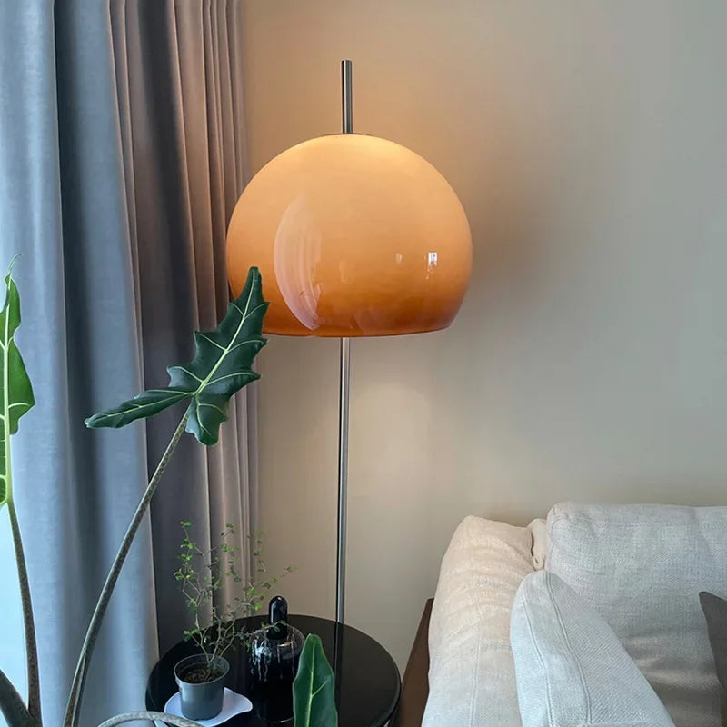 Orange Glass Bauhaus Mid Century Modern Floor Lamps