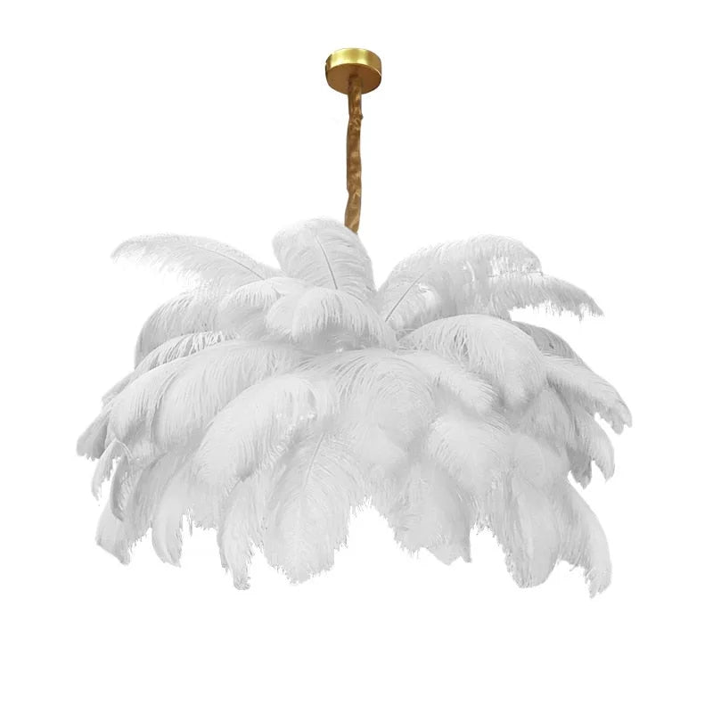 Ostrich Feather Chandelier 100-120cm | Hollywood Regency Gold Statement Light Dining Room & Entryway Casalolalights