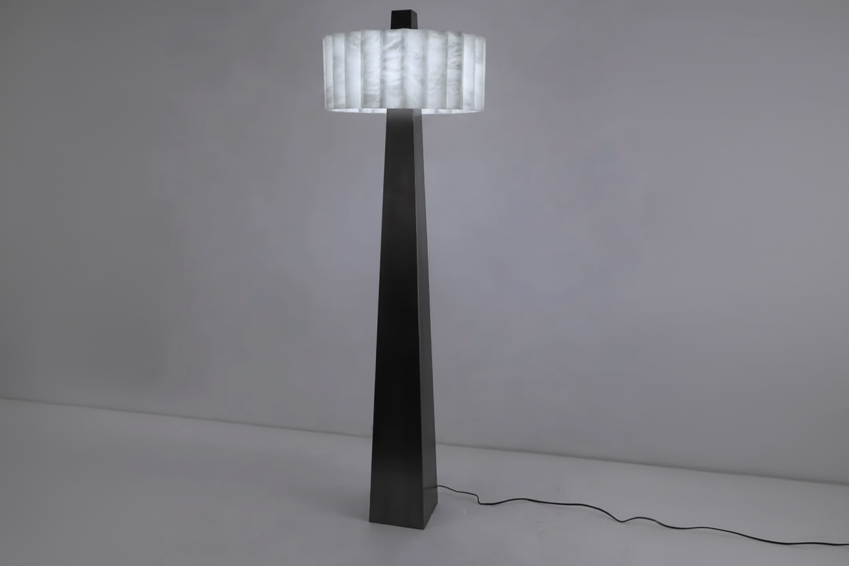 Alabaster Floor Lamp 165cm | 1970s Pleated-shade Standing Mid-century Modern Living Room Casalolalights Luxury Lamps