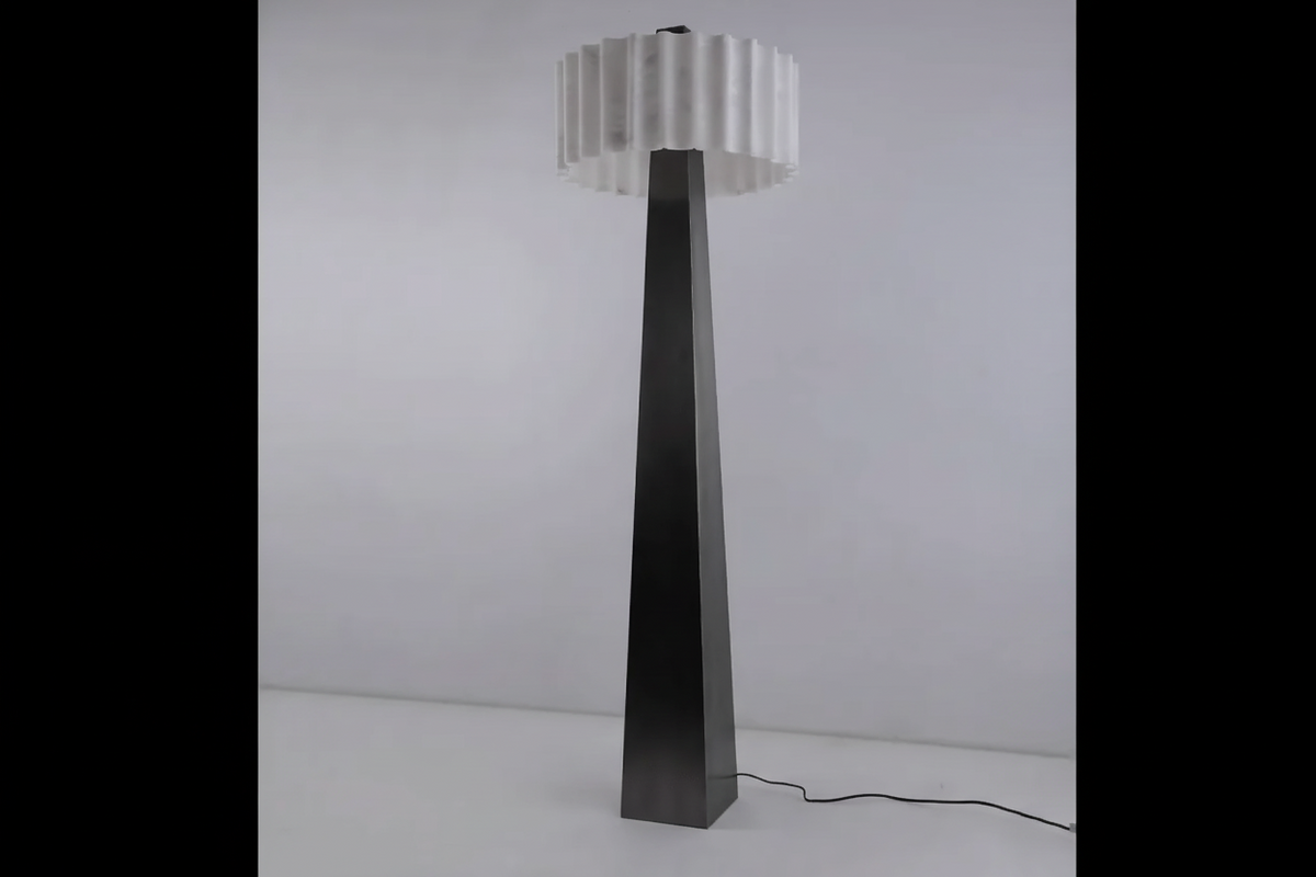 Alabaster Floor Lamp 165cm | 1970s Pleated-shade Standing Mid-century Modern Living Room Casalolalights Luxury Lamps