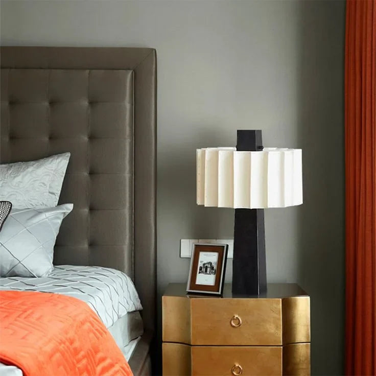 Alabaster Table Lamp 60cm | 1970s Pleated-shade Mid-century Modern Bedroom & Living Casalolalights Luxury Lamps