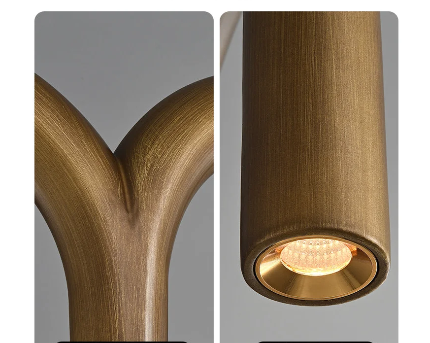 Patinated Brass Arch Chandelier | Modern Sculptural Downlight