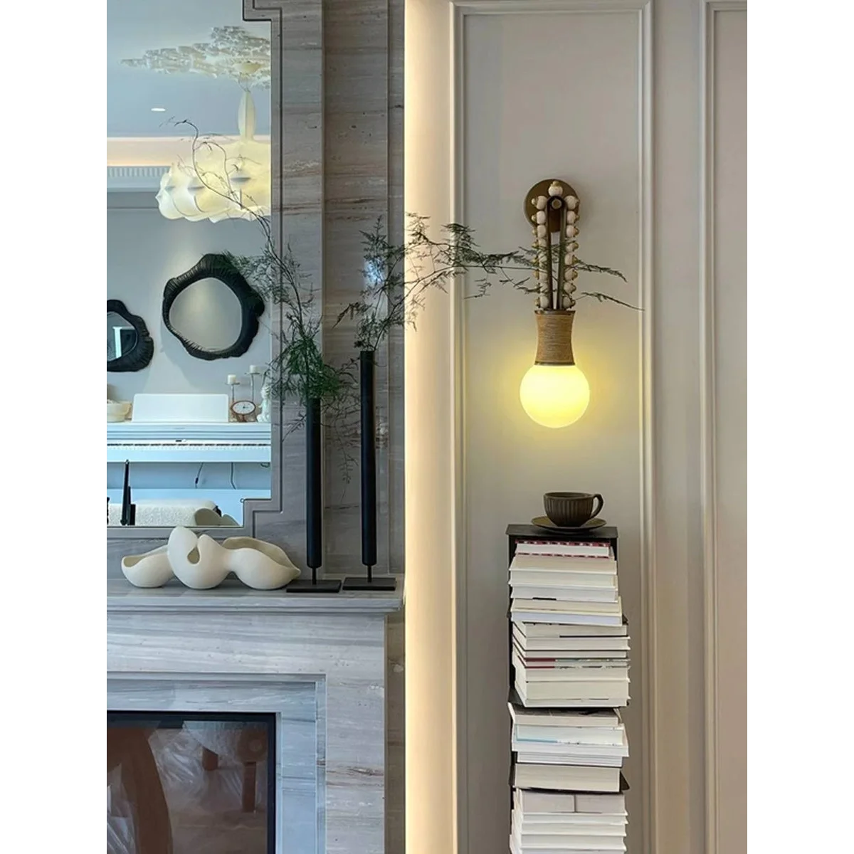 Patinated Brass & Jade Wall Sconce | Hanging Fixture for Bedrooms