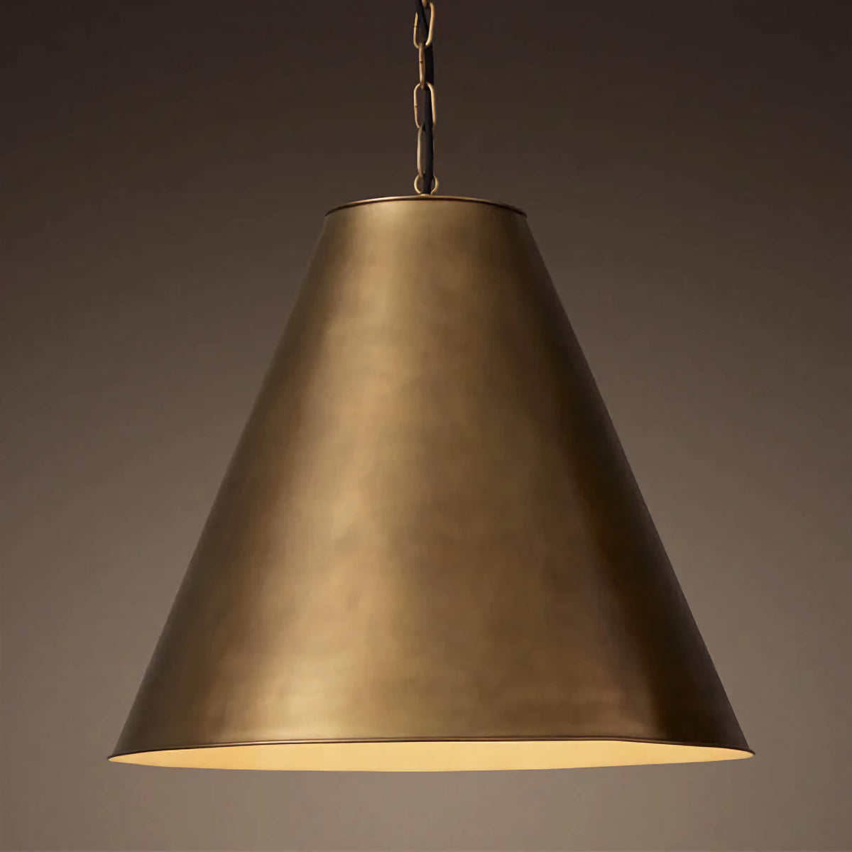 Patinated Copper Cone Pendant | Spun Hand-patinated Downlight 46cm Industrial Rustic Kitchen & Dining Casalolalights