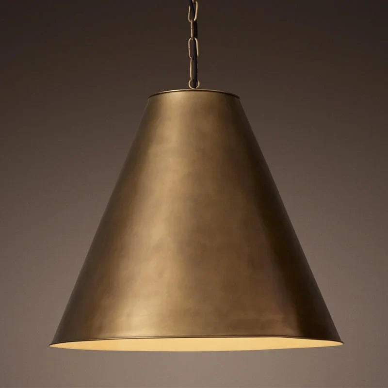 Patinated Copper Cone Pendant | Spun Hand-patinated Downlight 46cm Industrial Rustic Kitchen & Dining Casalolalights