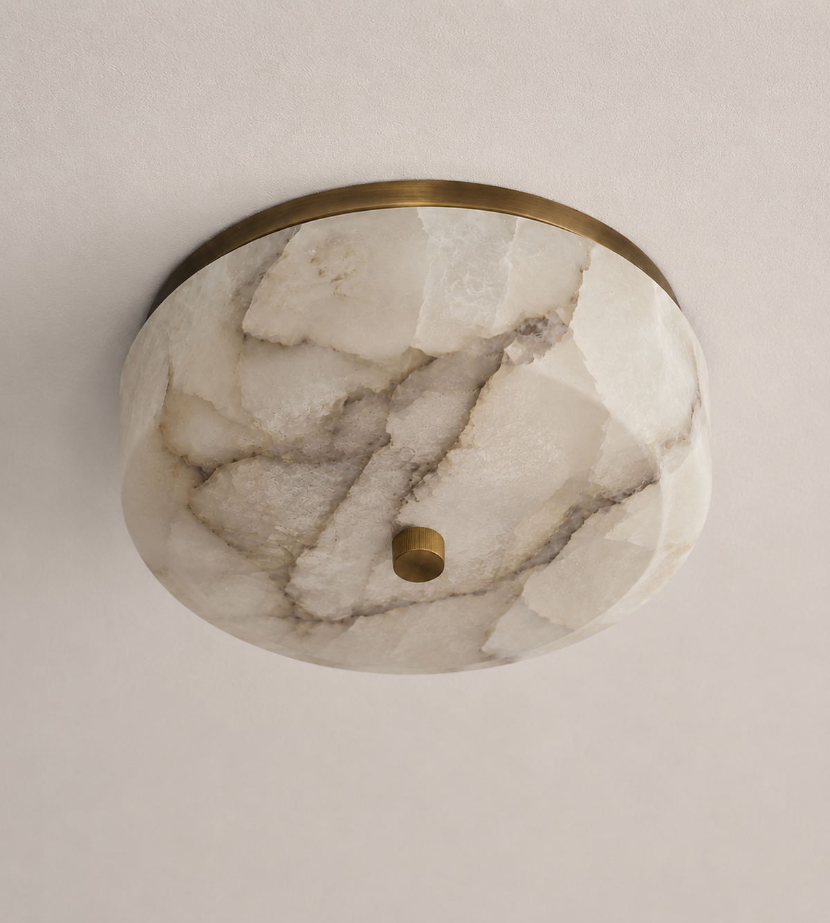 Modern Flush Mount - Patterned Alabaster & Aged Brass | Luxury Ceiling Light Casalolalights Lamps for Interior Designers
