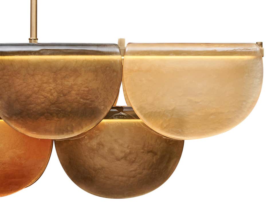 Orange Hand-blown Glass Linear Chandelier | Brass Dining Room | 59’’ w | Casalola Casalolalights Luxury Lamps