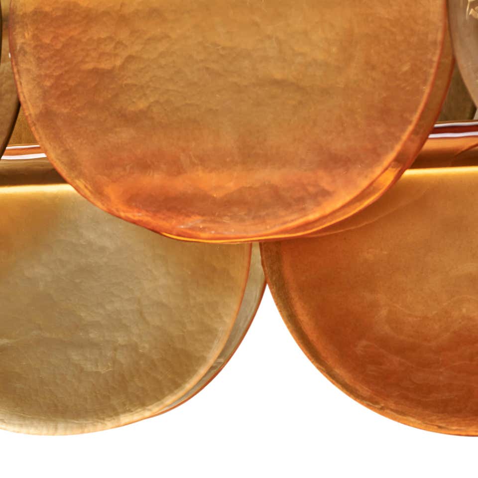 Orange Hand-blown Glass Linear Chandelier | Brass Dining Room | 59’’ w | Casalola Casalolalights Luxury Lamps