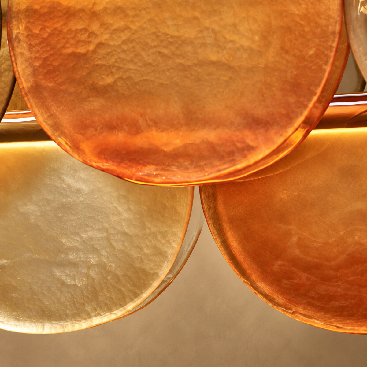 Orange Glass Petal Linear Chandelier | Hand Blown Petals Over an Led Bar Two Lengths no Bulbs Casalola Lights Luxury