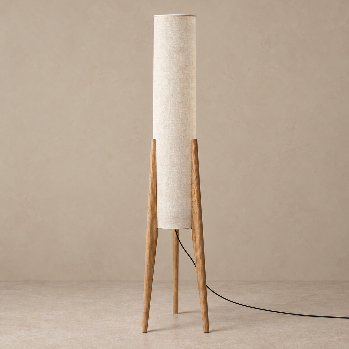 Piloni Wood & Linen Floor Lamp
