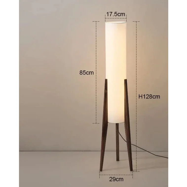 Solid Wood Floor Lamp Fabric Lampshade Modern Bedroom Living Room Decor