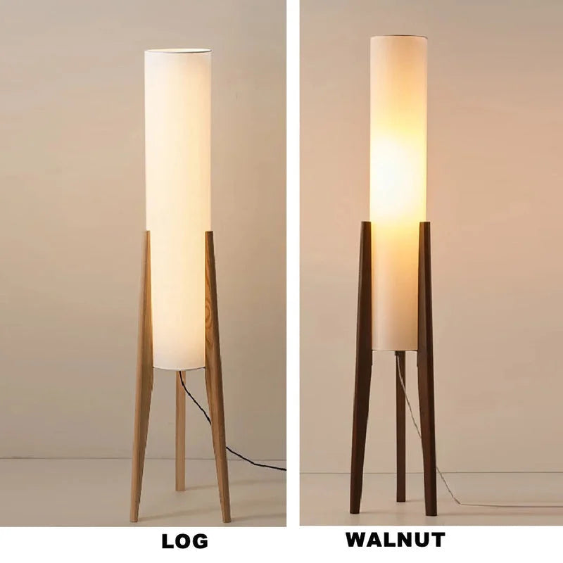 Solid Wood Floor Lamp Fabric Lampshade Modern Bedroom Living Room Decor