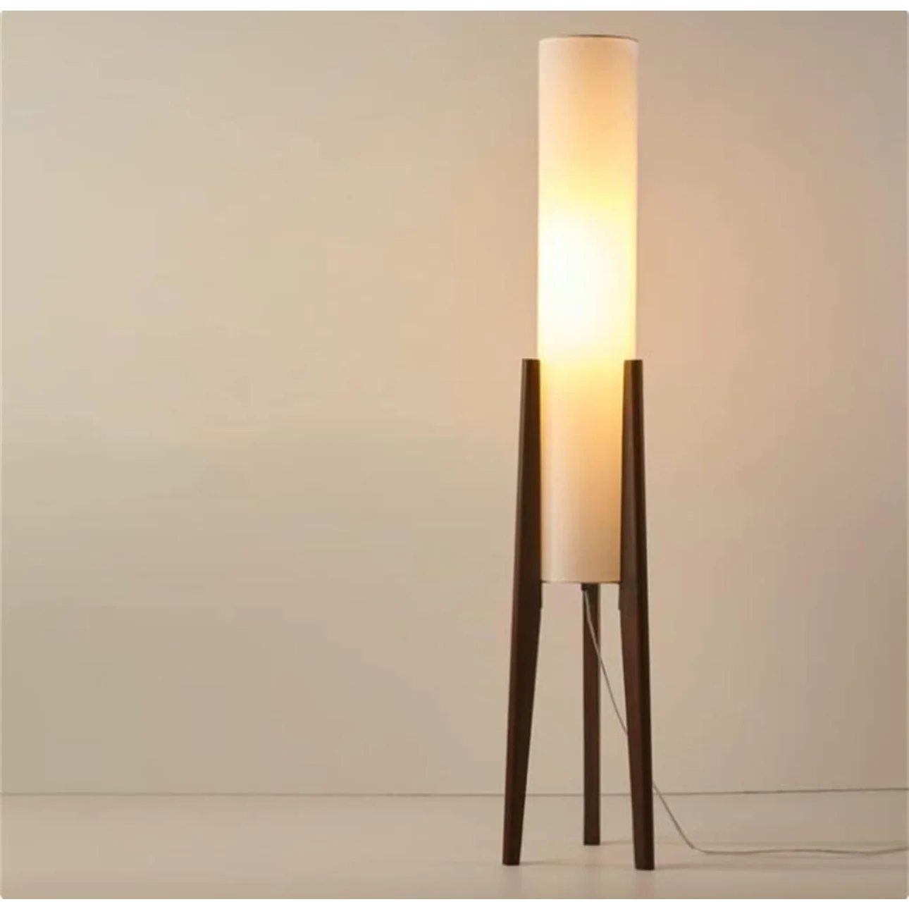 Solid Wood Floor Lamp Fabric Lampshade Modern Bedroom Living Room Decor