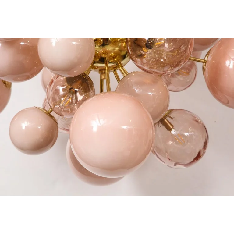 Pink Glass Globe Chandelier 80cm | Hand-blown Sphere & Gold Iron Modern Art Deco Bedroom Casalolalights Luxury Lamps