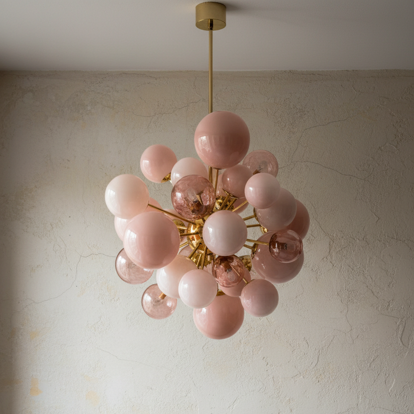 RŮŽOVÝ MURÁNSKÝ SKLENĚNÝ LUSTER | DE SILVA DESIGN CLPT80CF