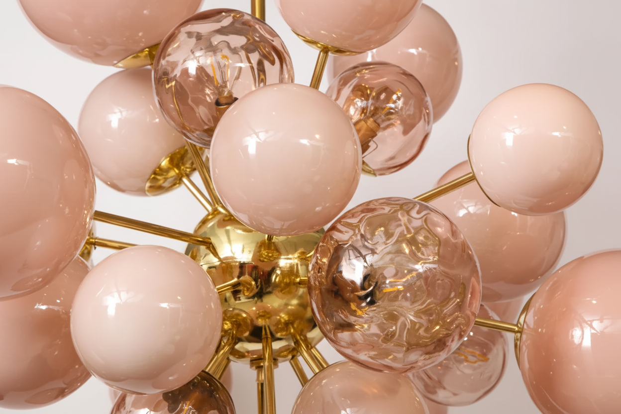 RUŽIČASTI MURANO STAKLENI LUSTER | DE SILVA DIZAJN CLPT80CF