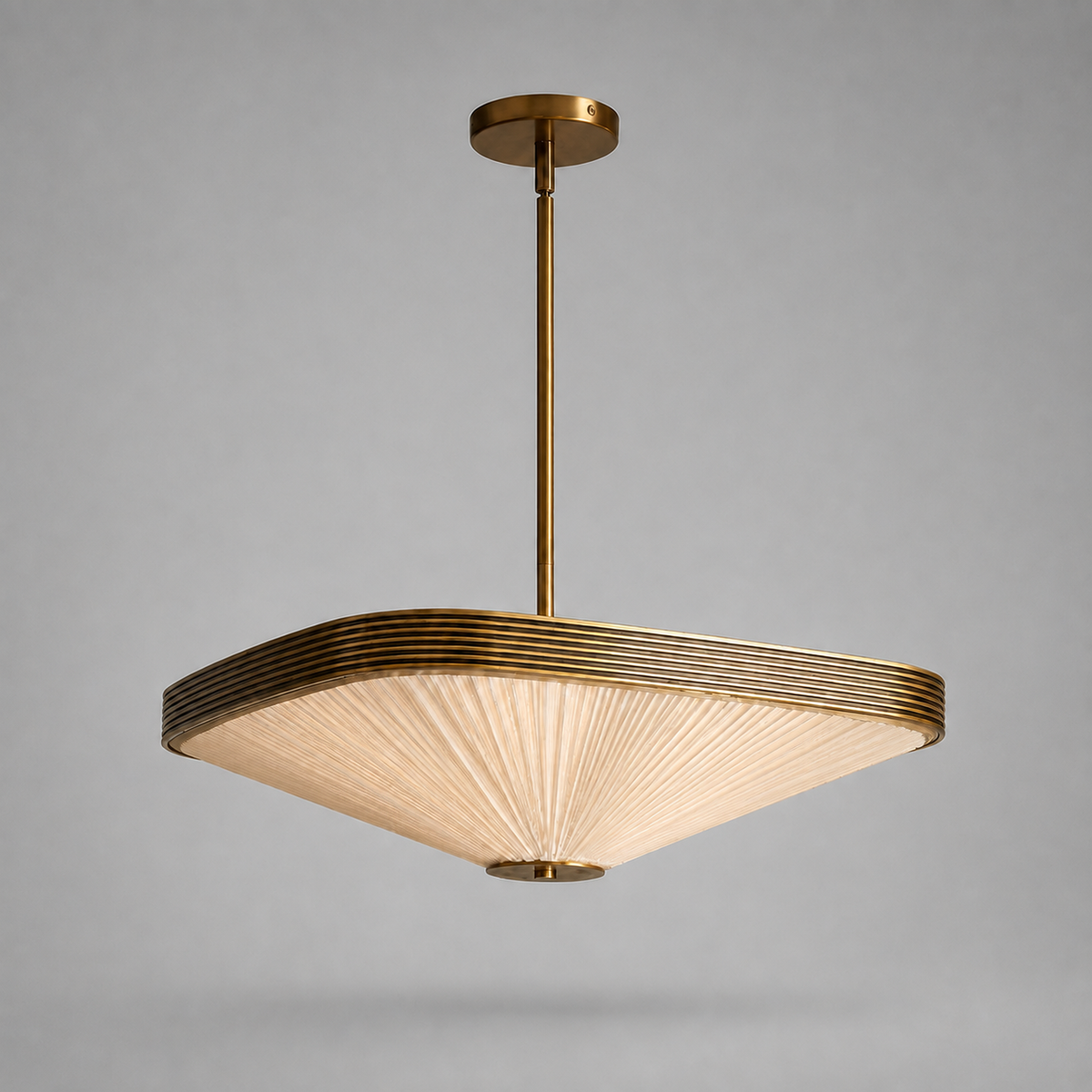 Contemporary Chandelier - Pleated Fabric & Aged Brass | Modern Dining Room Lighting Casalolalights Luxury Lamps