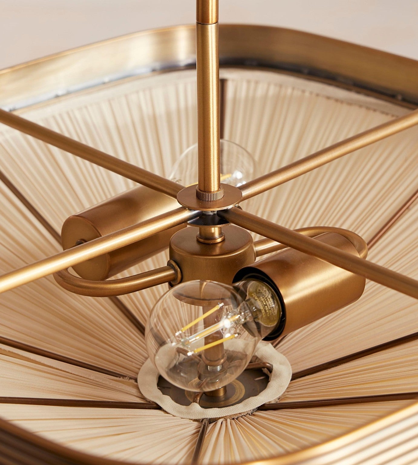 Pleated Fabric Chandelier - Aged Brass Ceiling Light Casalolalights Luxury Lamps for Interior Designers