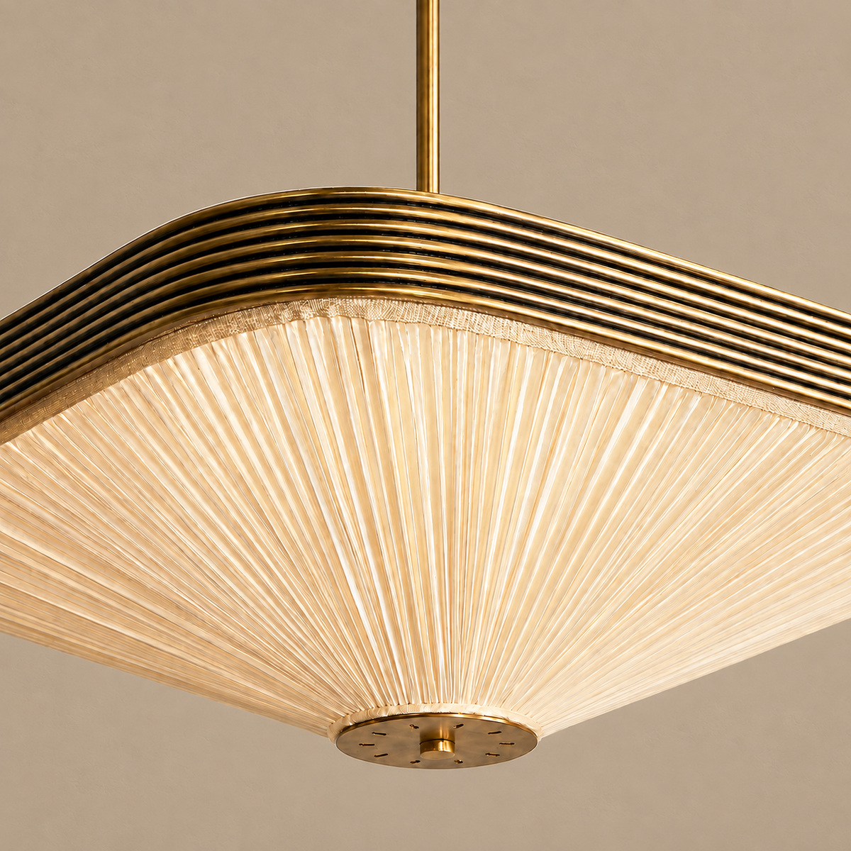 Pleated Fabric Drum Chandelier Aged Brass | Hand Shade Warm Diffused Glow Close to Ceiling Casalola Lights Luxury Lamps