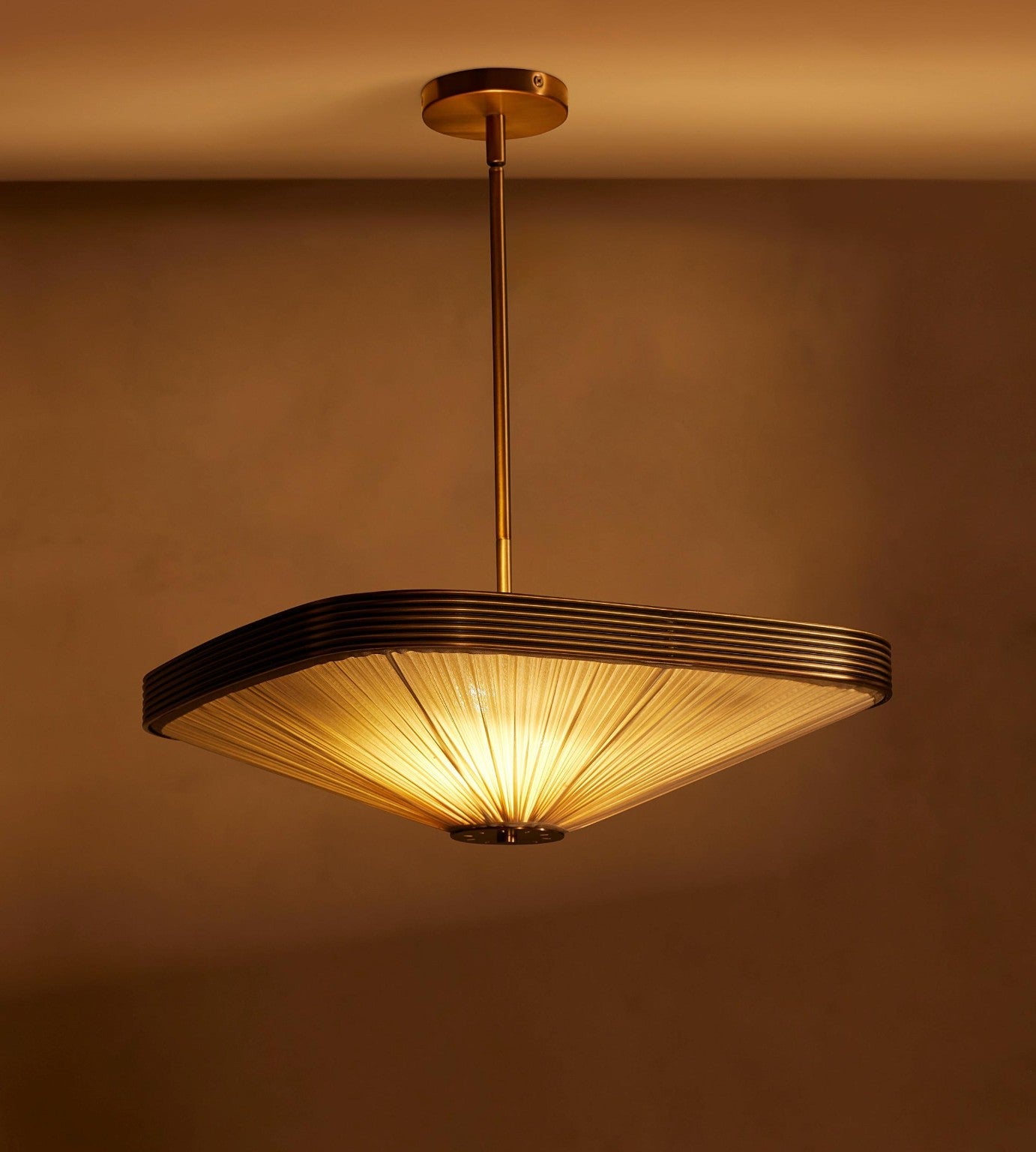 Pleated Fabric Chandelier - Aged Brass Ceiling Light Casalolalights Luxury Lamps for Interior Designers
