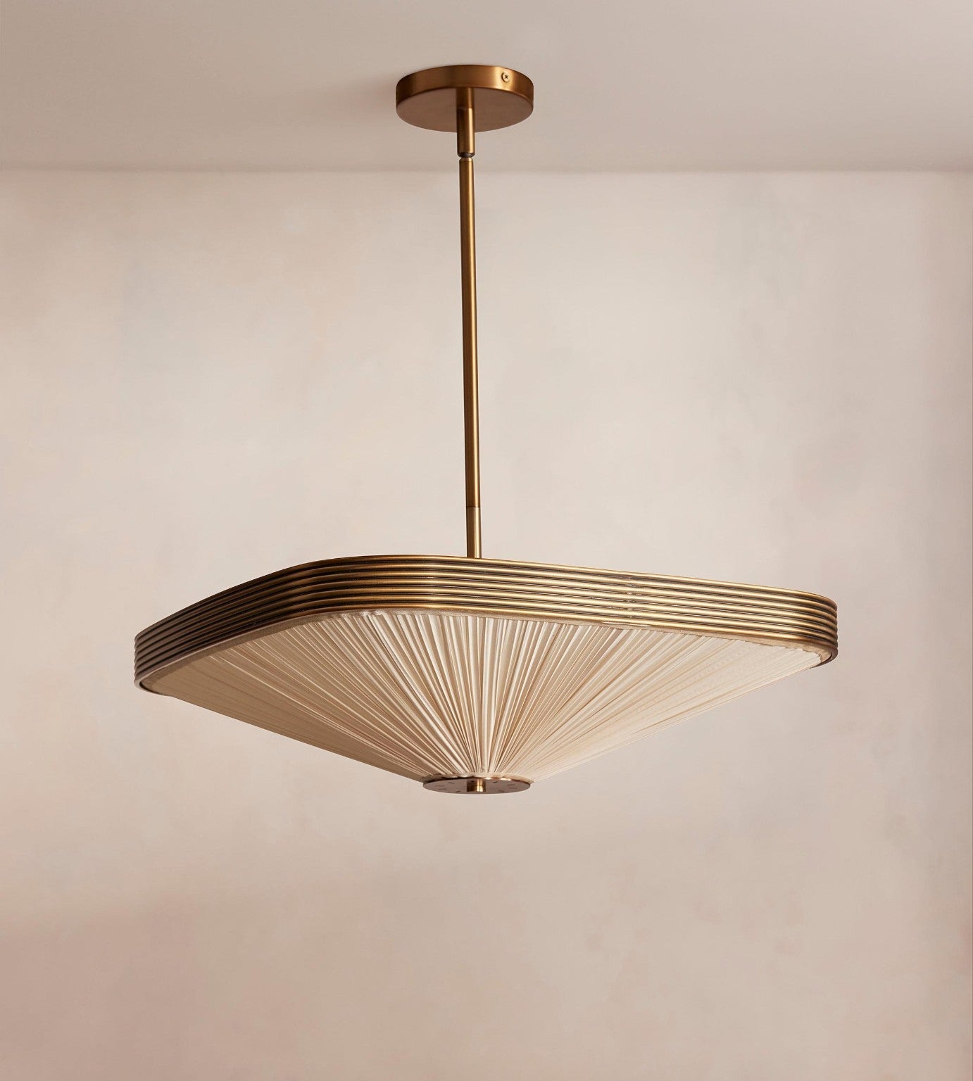 Pleated Fabric Chandelier - Aged Brass Ceiling Light Casalolalights Luxury Lamps for Interior Designers