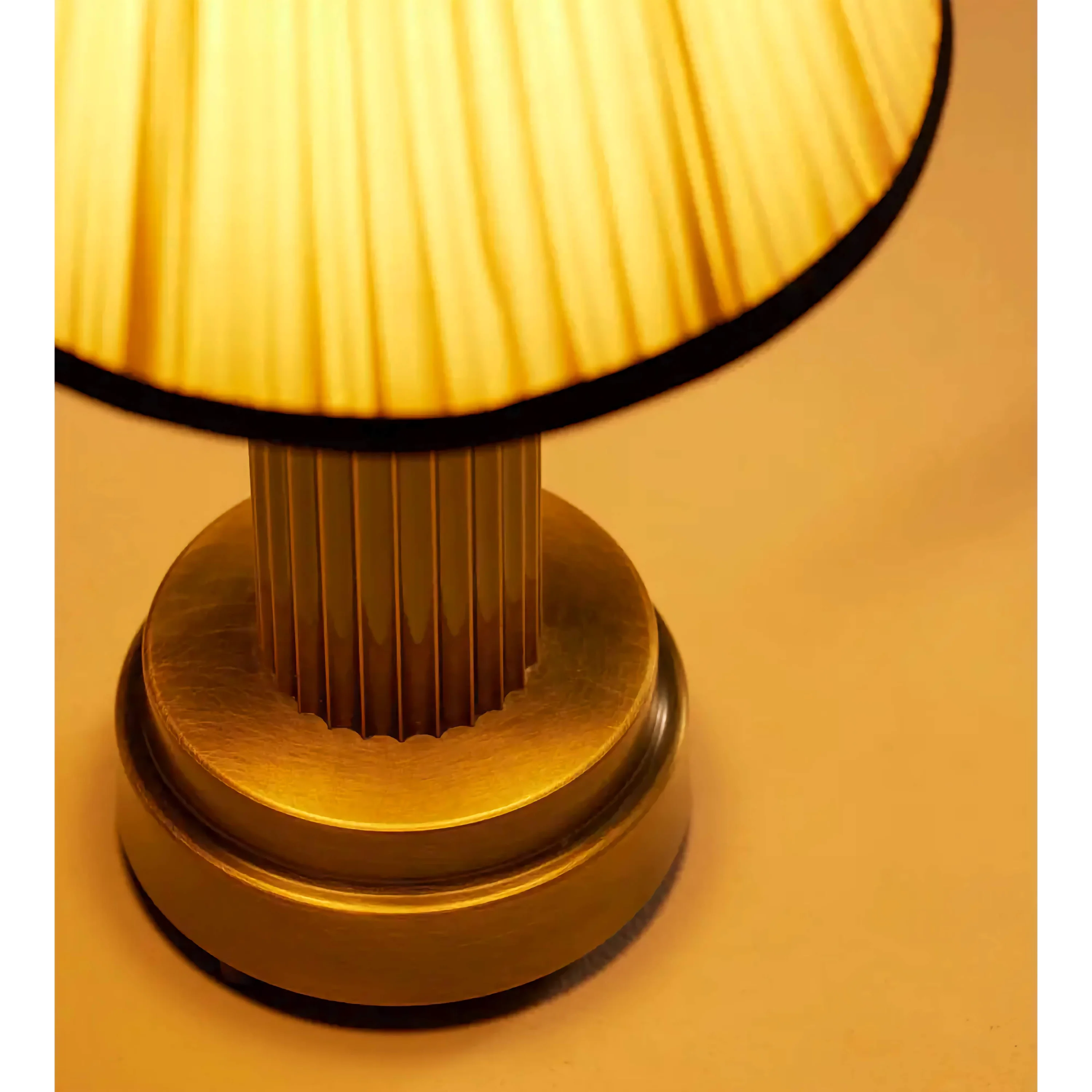 Pleated Fabric Shade Table Lamp | Fluted Copper Base Accent