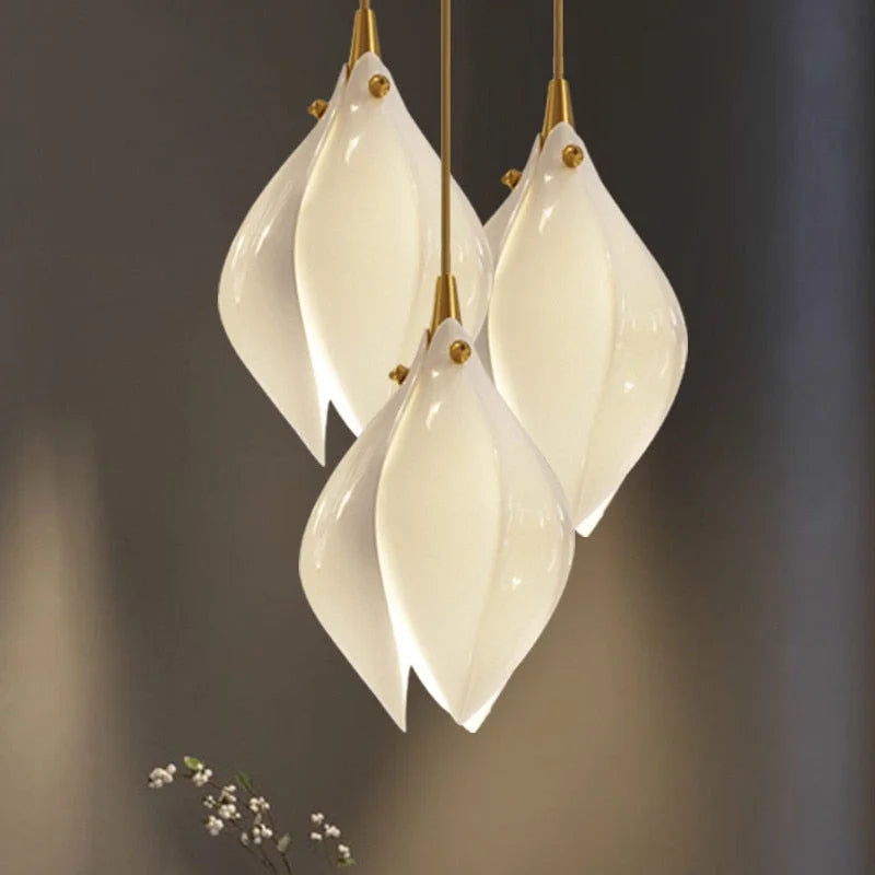 Porcelain Flower Led Pendant Lights 1 Light for Living Room Restaurants Lounge Bar