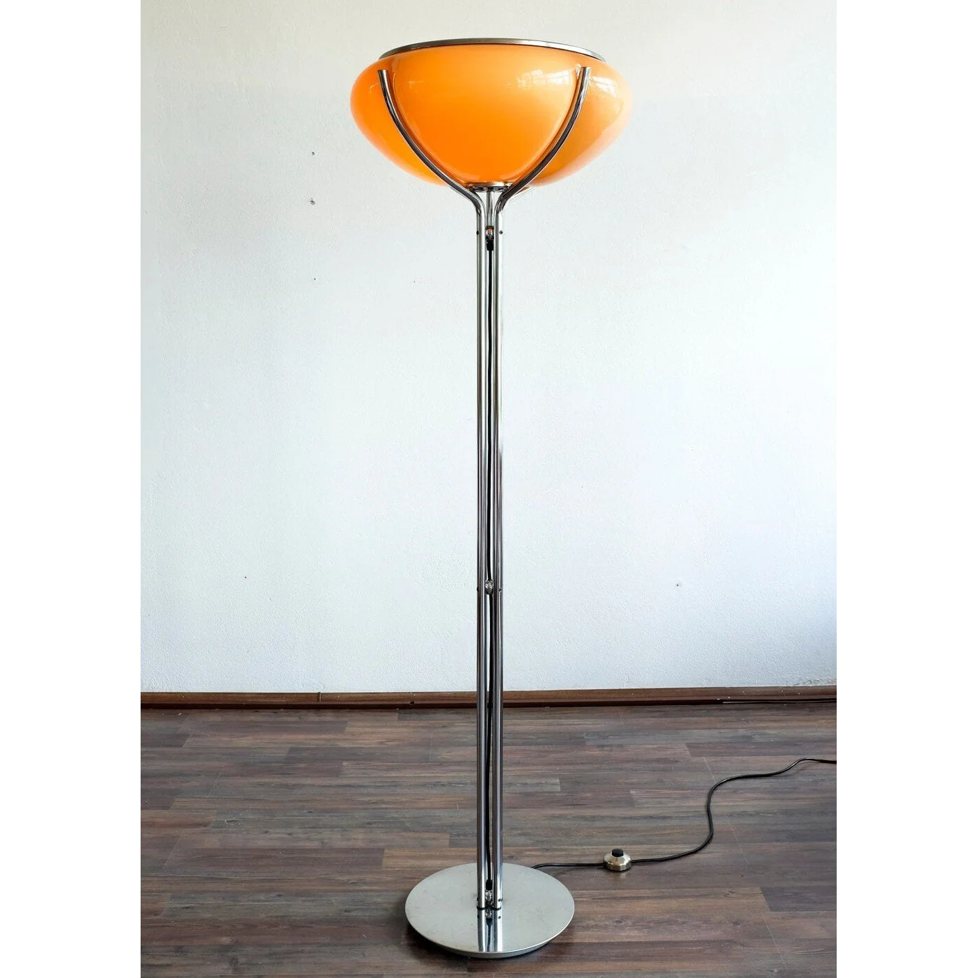Quadrifoglio Floor Lamp Table Orange Glass Lampshade for Living Room