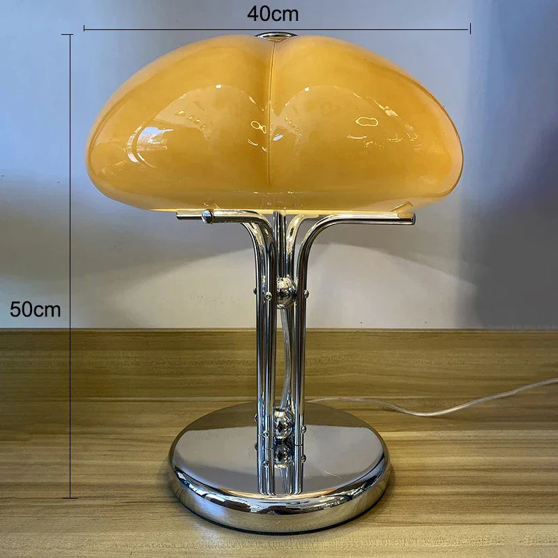 Quadrifoglio Floor Lamp Table Orange Glass Lampshade for Living Room