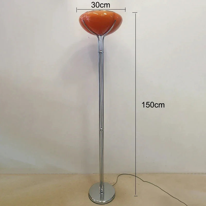 Quadrifoglio Floor Lamp Table Orange Glass Lampshade for Living Room
