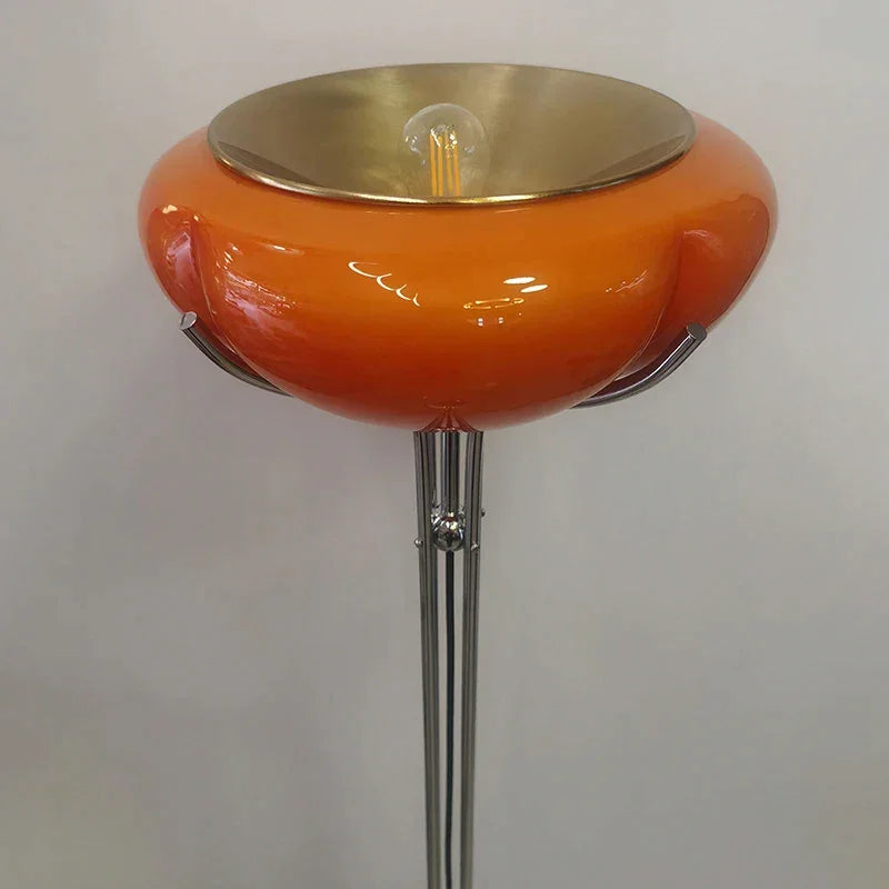 Quadrifoglio Floor Lamp Table Orange Glass Lampshade for Living Room