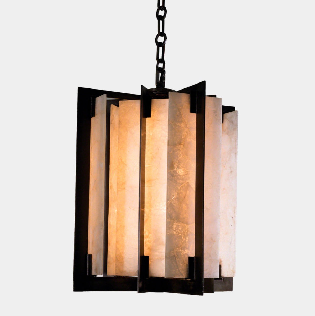 Quartz Lantern Pendant Light for Entryway and Staircase | Black Stainless Steel Art Deco Large Casalolalights Luxury