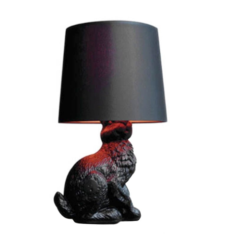 Unique Rabbit Table Lamp | Polyester Black ø28.5cm x H54cm | Energy-efficient E14 - Sculpture Lamps