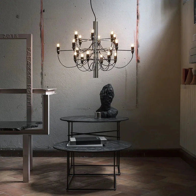 Steel Chandelier 88cm | Sculptural Spheroid Modern Contemporary Living Room & Loft Casalolalights Luxury Lamps